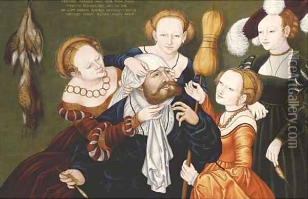 Hercules at the Court of Omphale Oil Painting - Lucas The Elder Cranach
