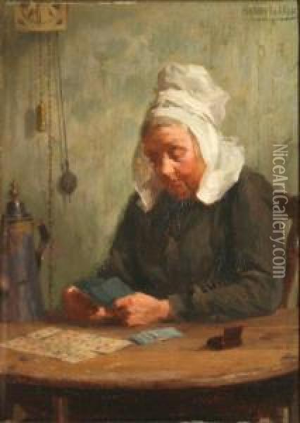 Breton Card Player Oil Painting - Henri Kokken
