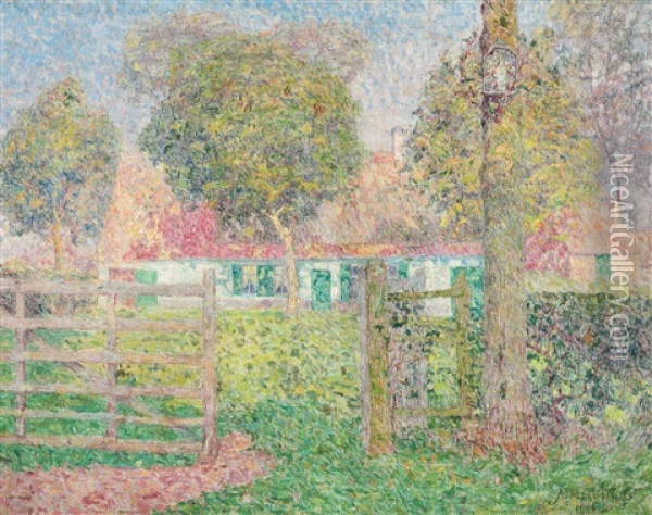 Farm In May At Olsene (1908) Oil Painting - Modest Huys