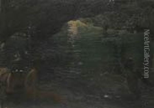 Bagnanti Nella Grotta Delle Sirene Oil Painting - Gaetano Esposito