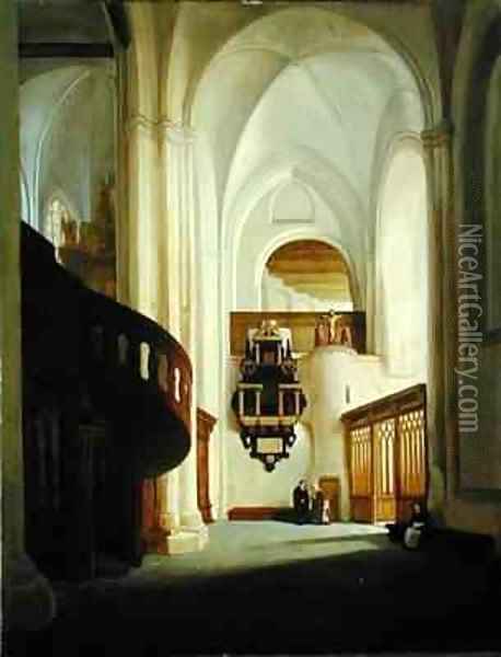 Interior of the St Nicholas Church Oil Painting - Johann Martin Gensler