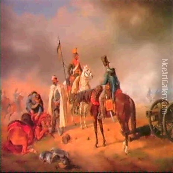 Schlachtenszene Aus Den Napoleonischen Kriegen Oil Painting - Albrecht Adam