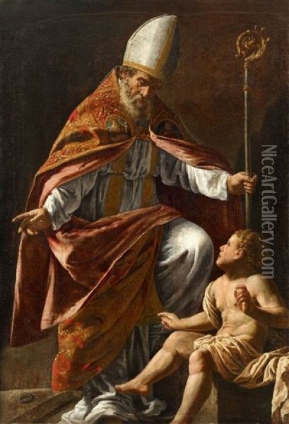 Saint Augustine Oil Painting - Marcantonio Bassetti