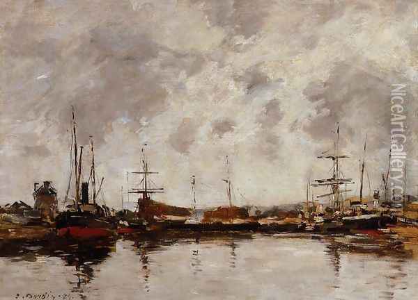 Deauville, the Harbor II Oil Painting - Eugene Boudin