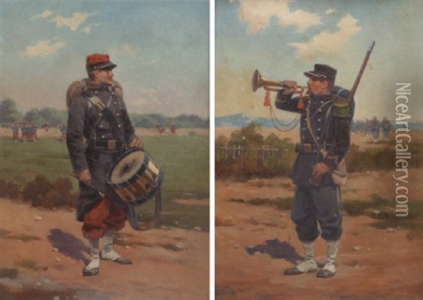 Trompette De Chasseur A Pied Oil Painting - Jules Monge
