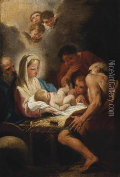 The Adoration Of The Shepherds Oil Painting - Carlo Maratta or Maratti