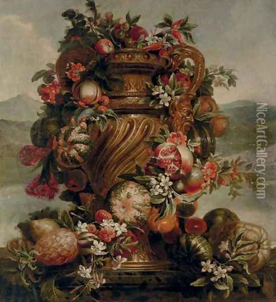Pomegranates Oil Painting - Caspar Pieter I Verbrugghen