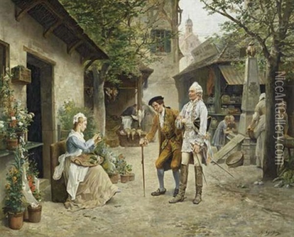 La Bouquetiere Oil Painting - Francois Adolphe Grison