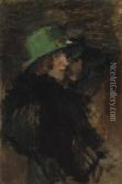 The Green Hat Oil Painting - Isaac Israels