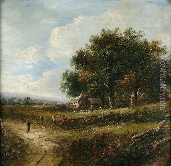 Figures In A Landscape Oil Painting - Joseph Thors