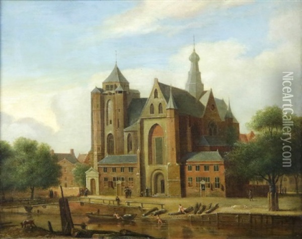 The Saint Bavo Church In Haarlem Oil Painting - Jan Ekels the Elder