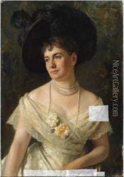 A Portrait Of Countess Marianne Dohna Oil Painting - Carl Rudolph Sohn