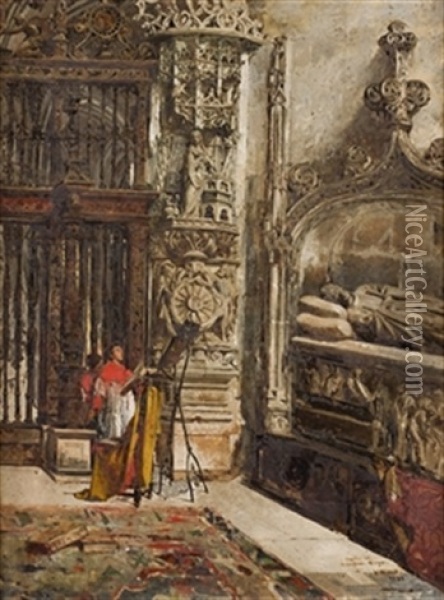 Capilla Del Condestable (burgos) Oil Painting - Angel (Monedero) Lizcano y Esteban