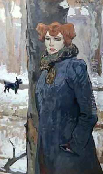 A Prostitute in a Forest in Winter Oil Painting - Robert (Ernest) Noir
