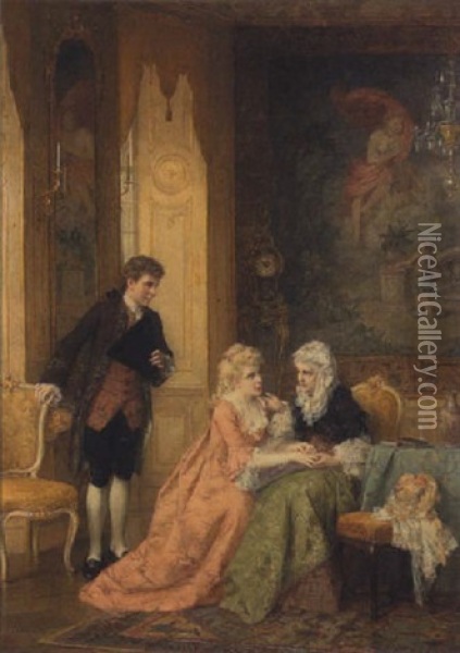 Bei Der Grosmutter Oil Painting - Otto Wilhelm Eduard Erdmann