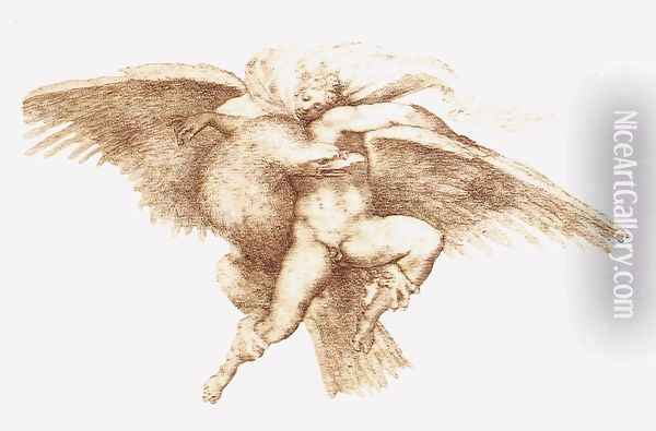 The Rape of Ganymede c. 1533 Oil Painting - Michelangelo Buonarroti