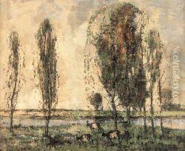 Early Autumn Near Pont De Braye Oil Painting - William Alfred Gibson
