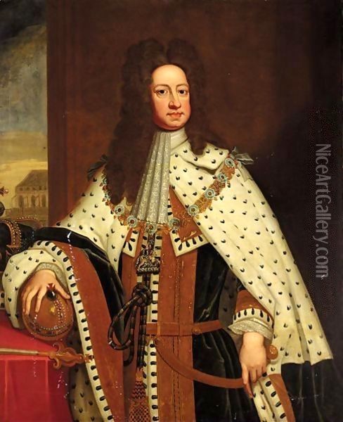 State Portrait Of George I Oil Painting - Sir Godfrey Kneller