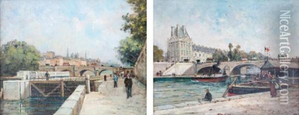 Quai De Seine, Paris  Oil Painting - Gustave Mascart