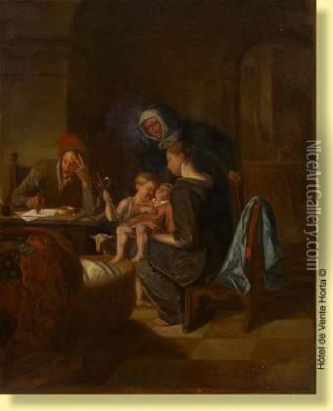 La Sainte Famille Oil Painting - J. Le Roy