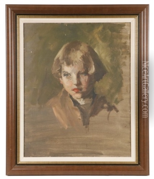 Portrait Of A Young Blonde Boy Oil Painting - William Merritt Chase