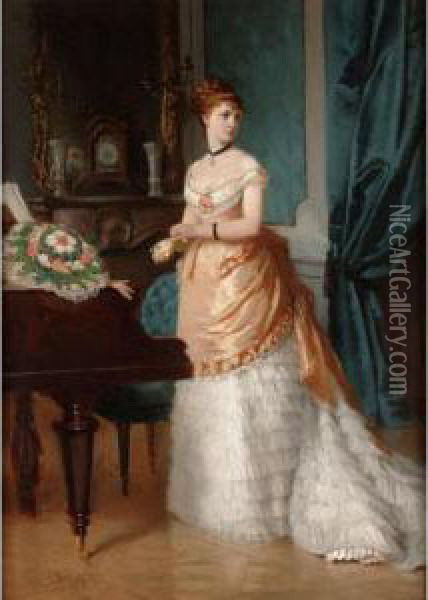 A Lady Beside A Piano Oil Painting - Christian Meyer Ross