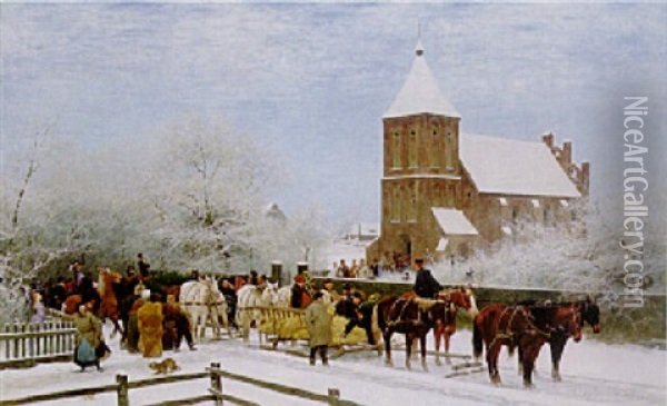 Ostpreusische Bauernhochzeit Oil Painting - Arthur Johann Severin Nikutovski