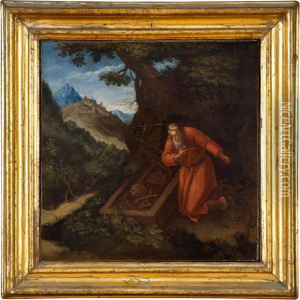 Paesaggio Con Santo Anacoreta Oil Painting - Daniel De Vos