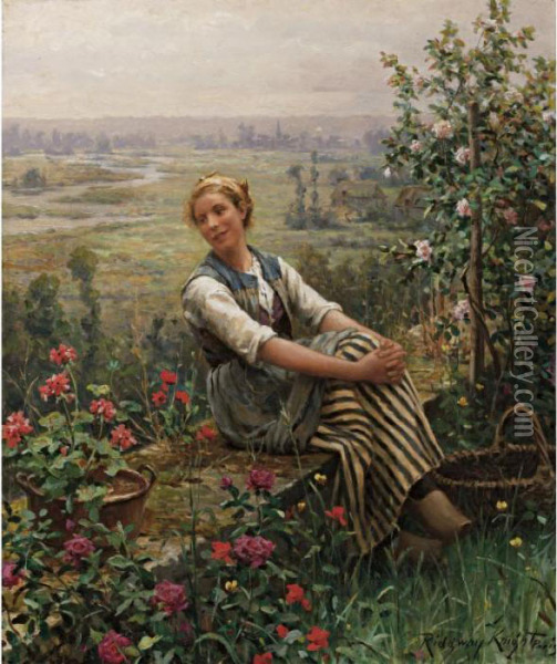 Woman At Rest Oil Painting - Daniel Ridgway Knight