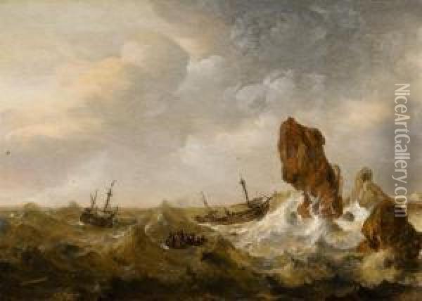 Schiffbruch In Sturmischer See Oil Painting - Cornelis Verbeeck