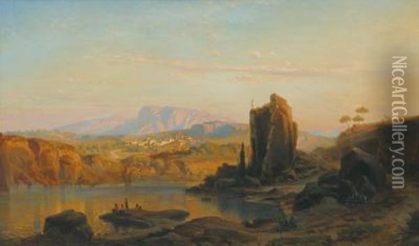 Spanish Mountain Landscape Oil Painting - Friedrich Bamberger