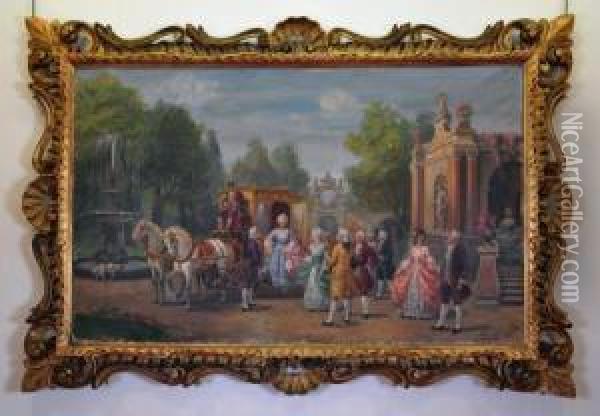 the Royal Arrival Parisian Scene Oil Painting - N Pannati