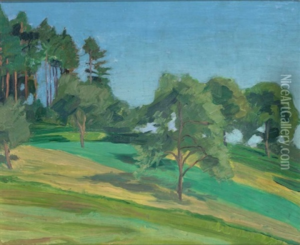 Sommerliche Baum-/wiesenlandschaft Oil Painting - Otto Fikentscher
