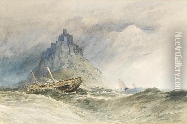 Ships On A Stormy Sea Oil Painting - John Callow