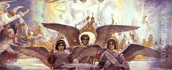 Central Panel from the Threshold of Paradise, 1885-96 Oil Painting - Viktor Vasnetsov