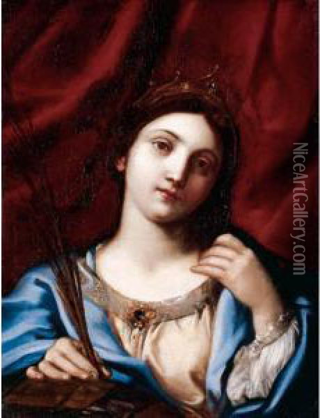Saint Catherine Oil Painting - Francesco Giovanni Gessi
