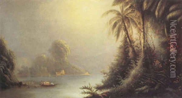 South American Lagoon Scene Oil Painting - Norton Bush