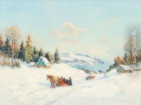 Winter Morning, Baie St. Paul Oil Painting - Paul Archibald Caron