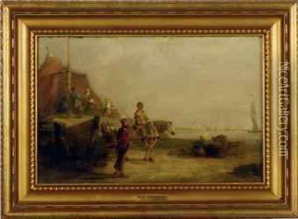 Collecting The Day's Catch Oil Painting - Richard Parkes Bonington
