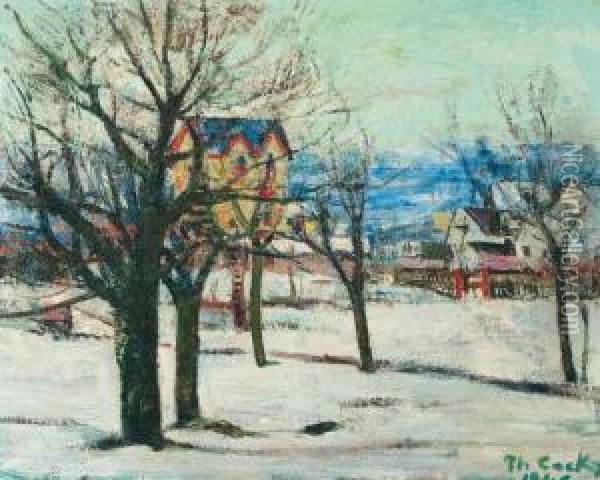 Paysage D'hiver - A Winter Landscape Oil Painting - Philibert Cockx
