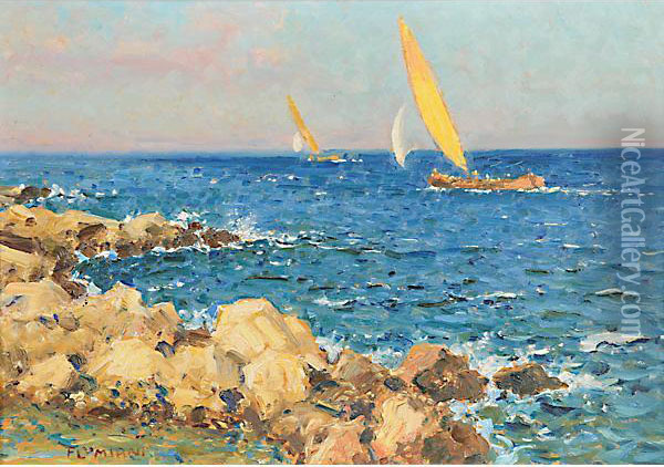 Piccola Marina Con Barche Oil Painting - Ugo Flumiani