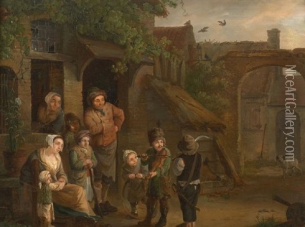 Les Jeunes Musiciens Oil Painting - Petrus Johann Van Regemorter