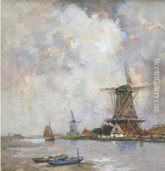 Riviere En Hollande Oil Painting - Hendrick, Henri Cassiers