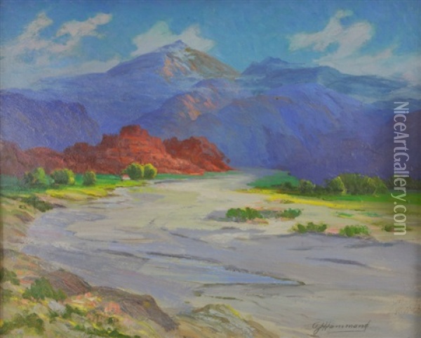 Red Mountains, Arizona Oil Painting - Arthur J. Hammond