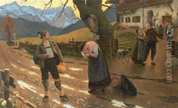 Verstosen Oil Painting - August Wilhelm Dieffenbacher