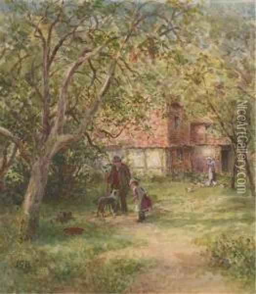 A Cottage At Plaistow, West Sussex Oil Painting - James Georges Bingley