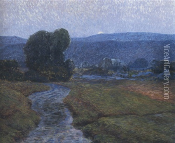Moonlight On The Catskills Oil Painting - Christian J. Walter