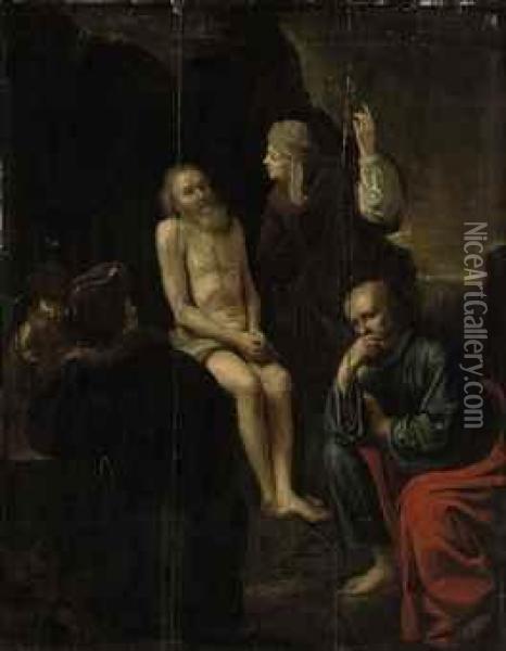 Job Derided By His Wife And Friends For Refusing To Give Up His Faith Oil Painting - Willem De Poorter