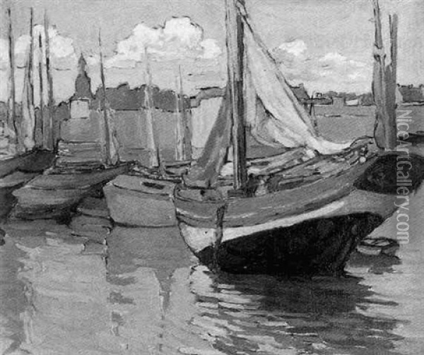 Fishing Boats Oil Painting - Georgina Moutray Kyle