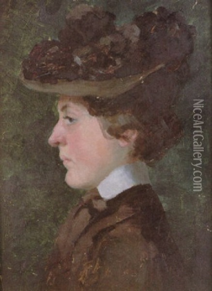 Damenportrait Oil Painting - Eduard Kaiser